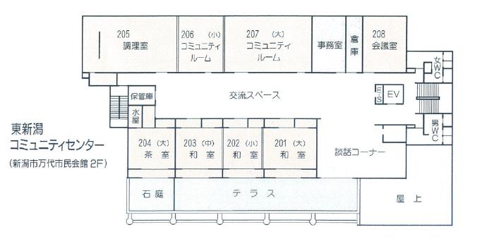 東新潟コミュニティセンターのフロアマップ