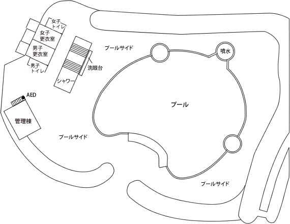 東公園児童プール　プール周辺案内図