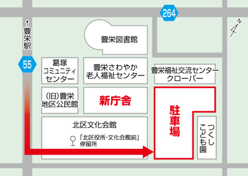 北区役所新庁舎駐車場案内図