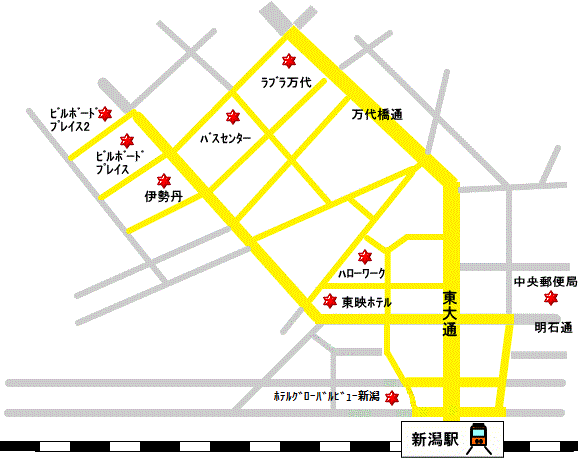 新潟駅前・万代地区路上喫煙制限地区図