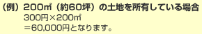 （例）200平方メートル（約60坪）の土地を所有している場合