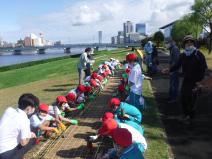 小学生の植栽風景