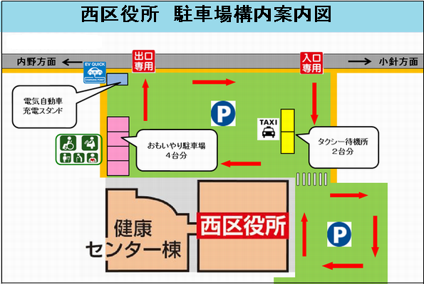 西区役所駐車場構内案内図